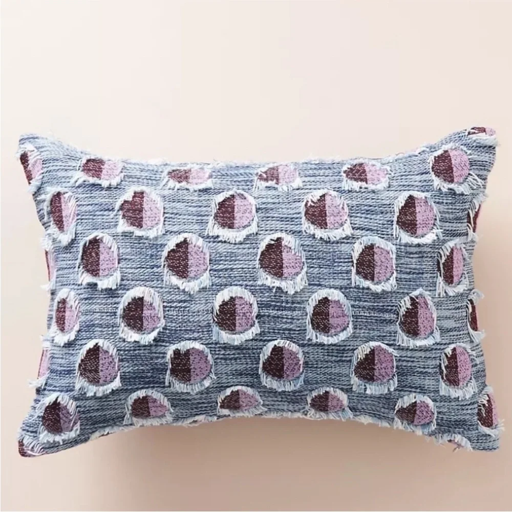 Anthropologie | Marguerite Pop Polka Dot Lumbar Throw Pillow Cotton Blue Purple